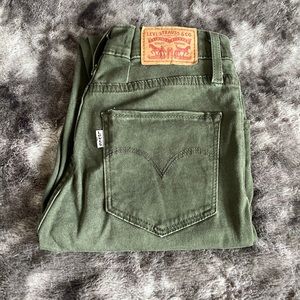 Levi’s 720 High Rise Super Skinny Pants Oliver Green Color Size 24 altered to 23